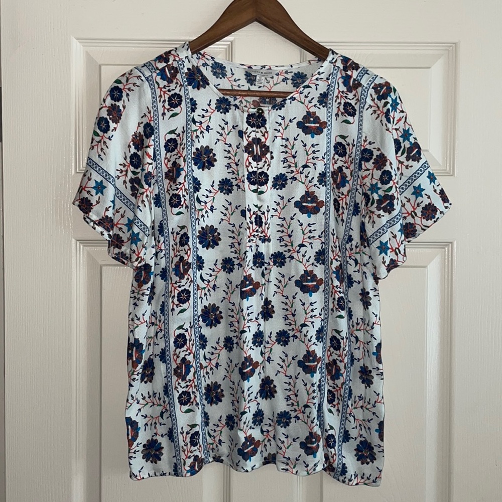 Lucky Brand Short Sleeve Floral Blouse 7W45292 - M